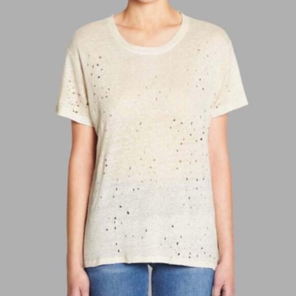 IRO Sija Distressed Linen Tee Ivory Size Medium - Picture 1 of 4